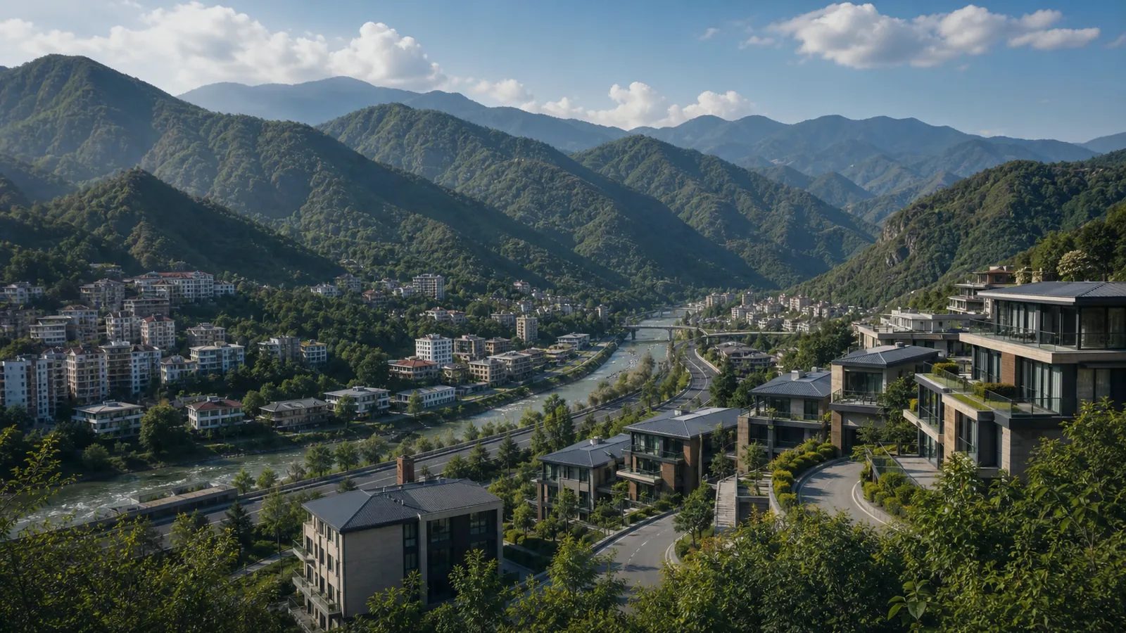 Artvin gayrimenkul rehberi için yapay zekâ destekli temsili şehir ve yatırım görseli