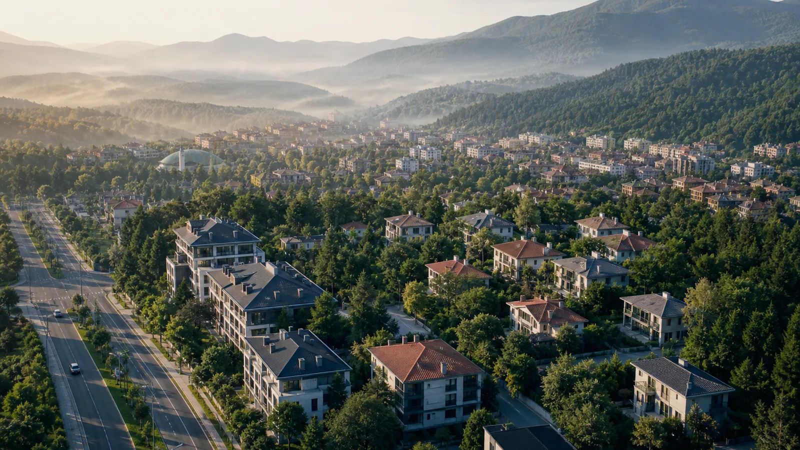 Bolu gayrimenkul rehberi için yapay zekâ destekli temsili şehir ve yatırım görseli