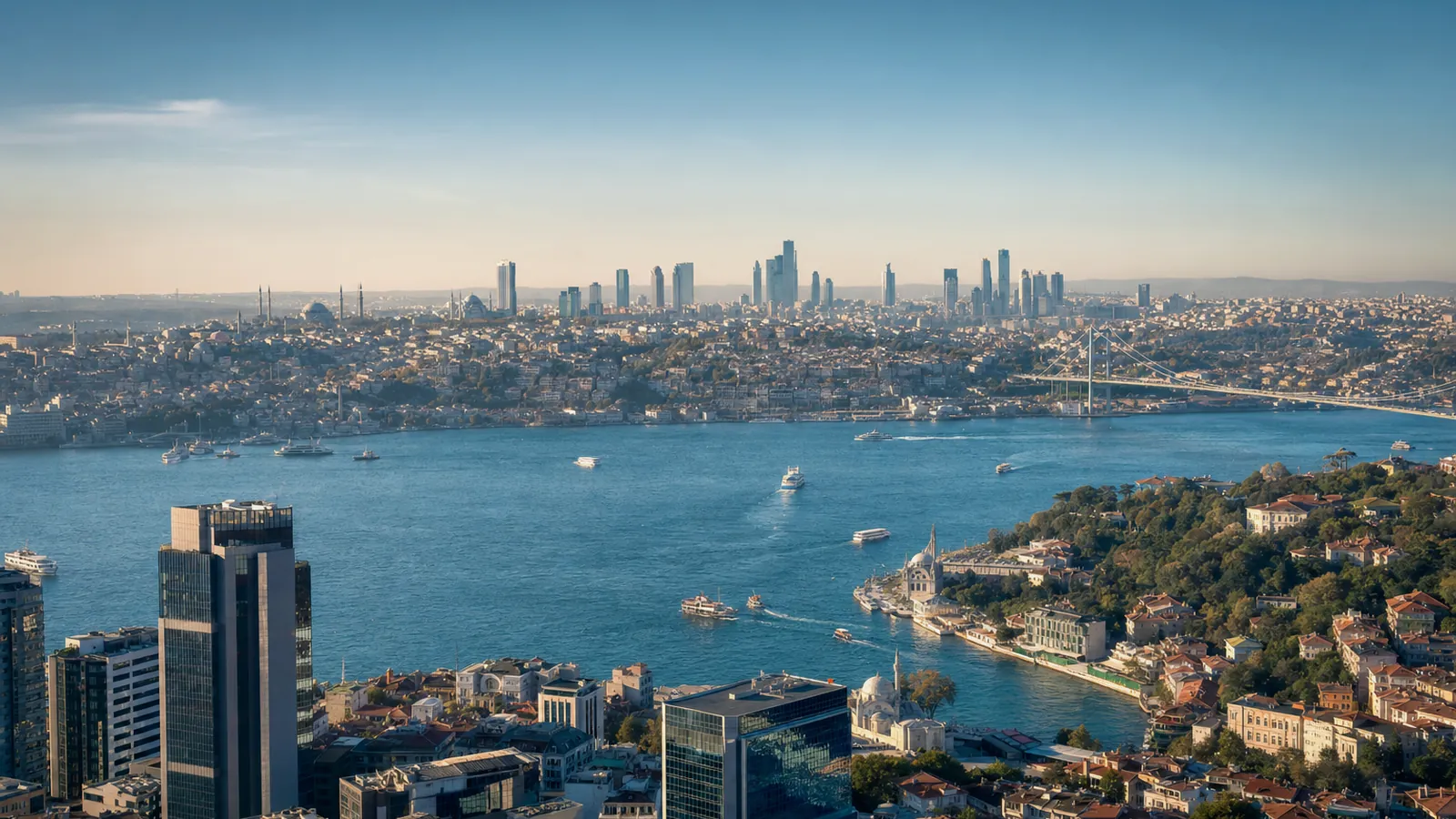 İstanbul gayrimenkul rehberi için yapay zekâ destekli temsili şehir ve yatırım görseli