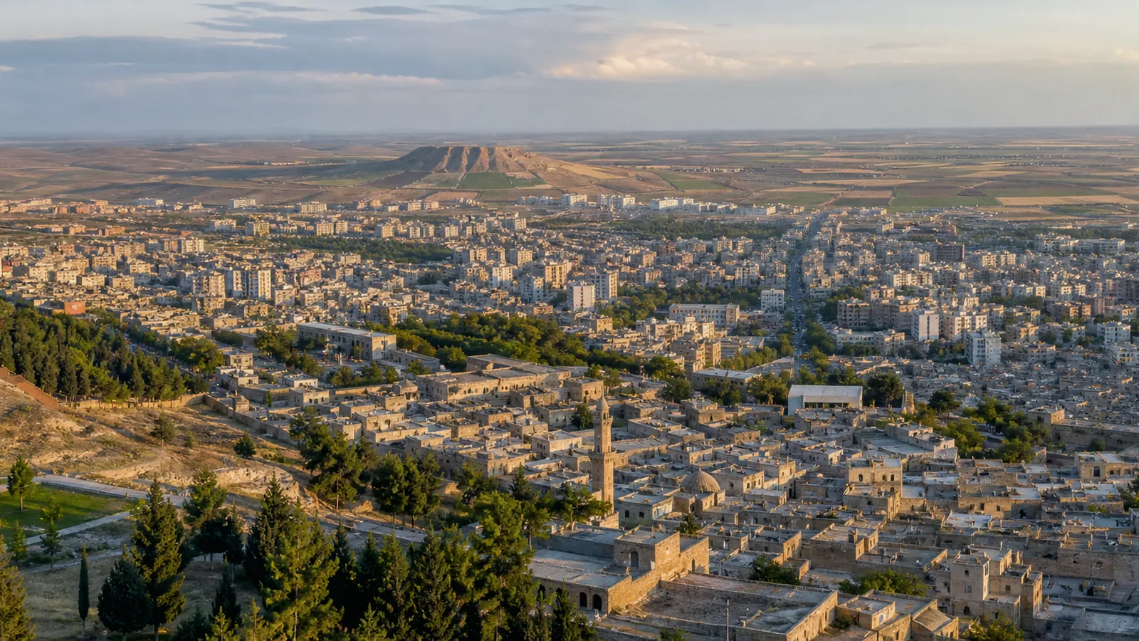 Şanlıurfa gayrimenkul rehberi için yapay zekâ destekli temsili şehir ve yatırım görseli