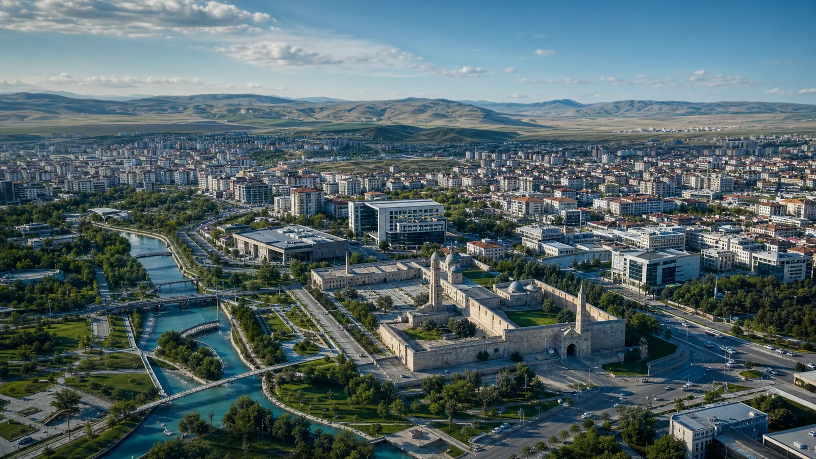 Sivas gayrimenkul rehberi için yapay zekâ destekli temsili şehir ve yatırım görseli